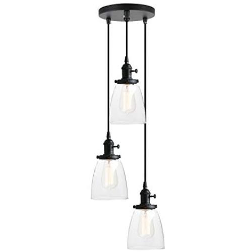 Pathson 3 Lights Pendant Lighting, Industrial Dining Pendant Lights with Clear Glass, Bathroom Pendant Light Fixtures Hanging Lamps for Kitchen Island Living Room (Black) Pathson 3 Lights Pendant Lighting, Industrial Dining Pendant Lights with Clear Glass, Bathroom Pendant Light Fixtures Hanging Lamps for Kitchen Island Living Room (Black)