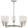 VINLUZ 5-Light Modern Chandeliers Dining Room Lighting Fixtures Brushed Nickel Finished with Clear Glass Shade Contemporary Hanging Pendant Light for Living Room Kitchen Island Bedrooms