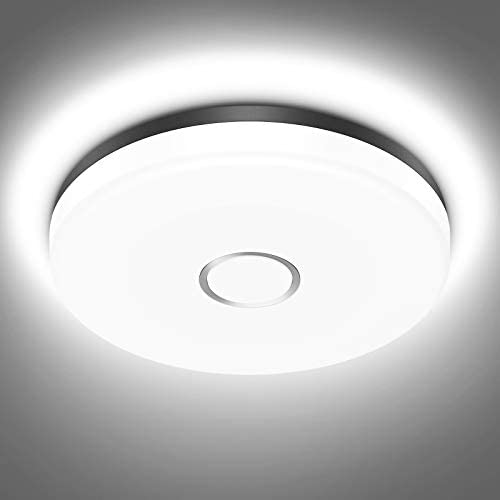 NOWES LED Flush Mount Ceiling Light, 18W 1600lm Waterproof Ceiling Light Fixture, 150W Equivalent, CRI 90+, 5000K Daylight White, 9.45in Round Ceiling Lamp, for Bathroom, Bedroom, Kitchen, Hallway