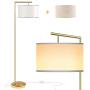 ROTTOGOON Floor Lamp for Living Room, Montage Modern Floor Lamp with 2 Lamp Shades & 9W LED Bulb, Montage Tall Pole Reading Standing Light for Bedroom, Study Room - Gold, Antique Brass