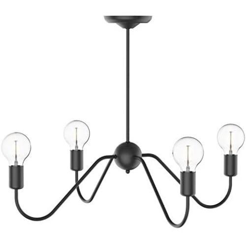 Electro bp;Cozy Style Barebulb 4-Arm Matt Black Chandeliers Ceiling Lighting Fixtures,240W,27.5''Dia for Dining Room Electro bp;Cozy Style Barebulb 4-Arm Matt Black Chandeliers Ceiling Lighting Fixtures,240W,27.5''Dia for Dining Room
