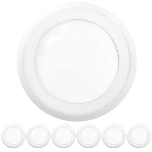 Sunco Lighting 6 Pack 5 Inch / 6 Inch Flush Mount Disk LED Downlight, 15W=100W, 2700K Soft White, 1050LM, Dimmable, Hardwire 4/6'' Junction Box, Recessed Retrofit Ceiling Fixture