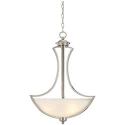 Milbury Satin Nickel Pendant Chandelier 19 1/2'' Wide Modern White Alabaster Glass Bowl 3-Light Fixture for Dining Room House Foyer Kitchen Island Entryway Bedroom Living Room - Possini Euro Design