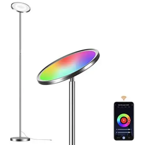 LEPOWER Smart LED Floor Lamp, WiFi Sky Torchiere Lamp, 2200LM Super Bright Standing Reading Light, RGBCW, Dimmable for Living Room, Bedroom, Office, Compatible with Alexa, Google Home