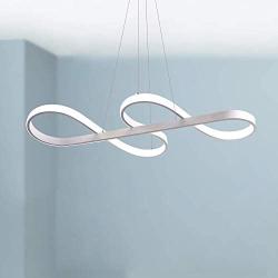 Leniure White Musical Note LED Light Pendant Lamp Chandelier Lighting Fixture 30'' Wide 14'' Deep 4'' High, Warm White 3000K