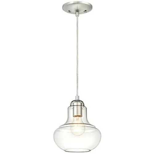 Westinghouse Lighting 6345700 One-Light Mini Pendant Brushed Nickel Finish with Clear Glass Westinghouse Lighting 6345700 One-Light Mini Pendant Brushed Nickel Finish with Clear Glass