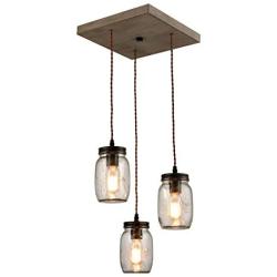 Farmhouse 3-Light Mason Jar Pendant Lights Vintage Glass Jar Ceiling Lighting