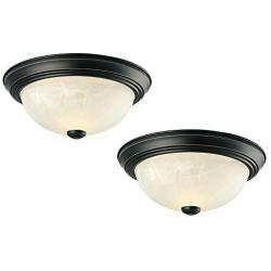 Design House 587519 Traditional 2 Pack 2-Light Indoor Dimmable Ceiling Light with Alabaster Glass for Bedroom Hallway Kitchen Dining Room, Oil Rubbed Bronze