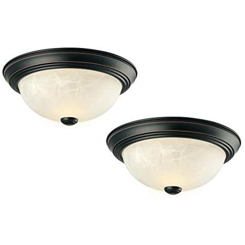 Design House 587519 Traditional 2 Pack 2-Light Indoor Dimmable Ceiling Light with Alabaster Glass for Bedroom Hallway Kitchen Dining Room, Oil Rubbed Bronze