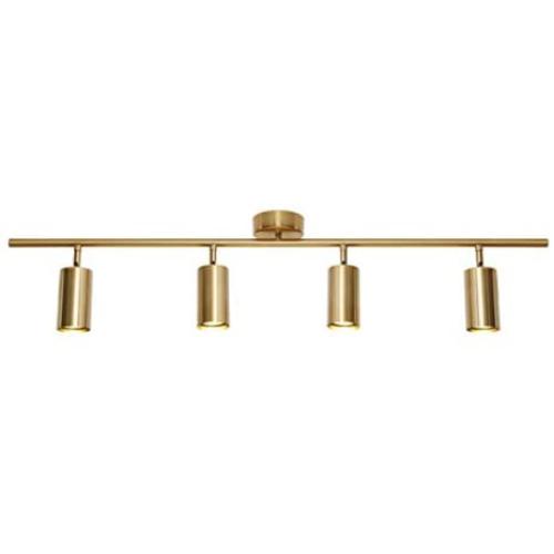 BOKT Flush Mount Ceiling Light 4 Heads Golden Brushed Brass Track Lighting Fixture Modern Adjustable Ceiling Spotlight for Bedroom Living Room (4 Lights)