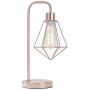 SOTTAE Modern Industrial Rose Gold Table Lamp, Vintage Beside Cage Desk Lamp, Rustic Metal Nightstand Lamp, Geometric Side Table lamp for Bedroom,Living Room,Office