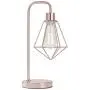 SOTTAE Modern Industrial Rose Gold Table Lamp, Vintage Beside Cage Desk Lamp, Rustic Metal Nightstand Lamp, Geometric Side Table lamp for Bedroom,Living Room,Office