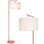 Brightech Montage Modern - Floor Lamp for Living Room Lighting - Bedroom & Nursery Standing Accent Lamp - Mid Century Style - 5 Tall Pole Light Overhangs Reading - with LED Bulb - Rose Gold