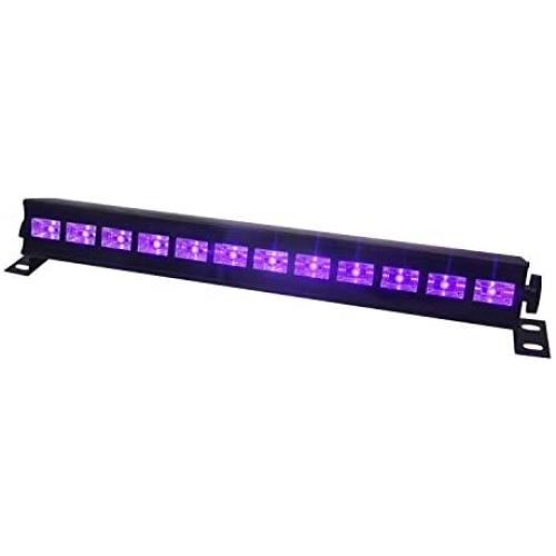 UV LED Bar, Exulight 36W 12LED with Black Light Bulbs in Metal Housing for Glow Party, Halloween, Christmas and Special Effects