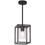 VINLUZ 1 Light Farmhouse Pendant Lighting Black Cage Chandelier Glass Shade Contemporary Modern Kitchen Island Lights Fixtures Ceiling Hanging Dining Room Living Room