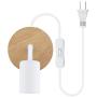 Luxvista White Wooden Vintage Base Lamp for E26 Screw Base Bulb Wall Mounted Light Fixture Morden White Wall Sconce (Bulb NOT Included 1-Pack)