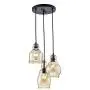 KALRI Vintage Kitchen Island Cognac Glass Chandelier Pendant Lighting Fixture with 3-Light, Antique Black Finish Ceiling Lights for Dining Room, Cafe, Bar (Style2-3)