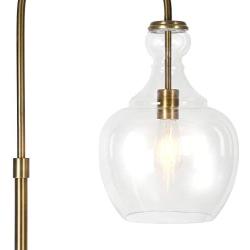 Henn&Hart Arc Brass Floor Lamp with Clear Glass Shade for Living Room / Office / Bedside, Gold