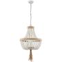 Farmhouse White Wood Beaded Chandeliers Large Dining Room Pendant Chandelier Wooden Bead Chandelier