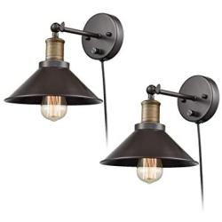 CLAXY Industrial Swing Arm Wall Sconce Simplicity 1 Light Wall Lamp-2 Pack