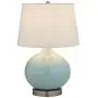 Amazon Brand – Stone & Beam Round Ceramic Table Lamp With Light Bulb and White Shade - 11 x 11 x 20 Inches, Cyan Blue