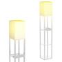 Floor Lamp with Shelves - Shelf Floor Lamps by Real Solid Wood with 2 USB Ports & 1 Power Outlet, Floor Lamps for Bedrooms, Lamps for Living Room (White)