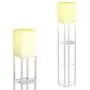 Floor Lamp with Shelves - Shelf Floor Lamps by Real Solid Wood with 2 USB Ports & 1 Power Outlet, Floor Lamps for Bedrooms, Lamps for Living Room (White)