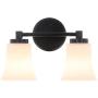 XiNBEi Lighting Bathroom Vanity Light, Vintage 2 Light Sconces Wall Light with Glass, Black Wall Mounted Light XB-W1235-2-MB