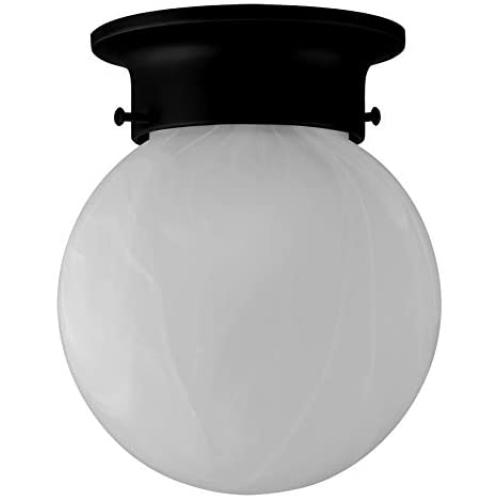 Design House 588483 Millbridge Traditional 1 Indoor Ceiling Mount Globe Light Dimmable for Bedroom Dining Room Kitchen, No Pull Chain, Matte Black