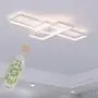 Jaycomey Ceiling Light Dimmable LED Chandelier with Remote Control,Modern 50W 3-Layer Square Ceiling Lamp Acrylic Flush Mount Ceiling Lights Fixtures for Bedroom Dining Living Room Kitchen(White)