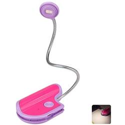 BIGMONAT Book Reading Light for Kids Rechargeable,Small Bookmark Light in Bed,Multi Colors Portable LED Reading Lamp with Rotary Light Neck,Wireless Clip on Reading Light for Books(Purple)