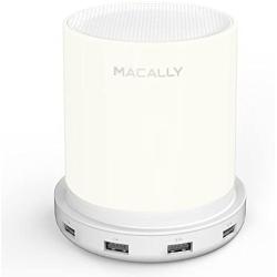 Macally LED Desk, Nightstand & Bedside Lamp with USB Port (4 High Powered Ports) | 3 Level Brightness Touch Sensor Control | Charging Lamp with Dimmable Warm White Light (LAMPCHARGE)