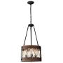 GOMUNIN Antique Wooden Farmhouse Chandelier, Industrial Wood Hemp Rope Hanging Lights,Retro Wood Cage Pendant Light, Iron & Wood,3 Lights