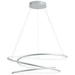 MADEM Modern LED Pendant Light Dimmable Contemporary Chandelier Creative Foyer Hanging Lighting Fixture for Living Dining Room Bedroom Kitchen Island,6000K Cool White, Silver