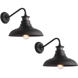 Untrammelife Gooseneck Wall Sconce Barn Lights, Set of 2 Matte Black Farmhouse Outdoor Wall Lights Dusk to Dawn Motion Sensor for House Deck Porch Patio, 10.5x12.25