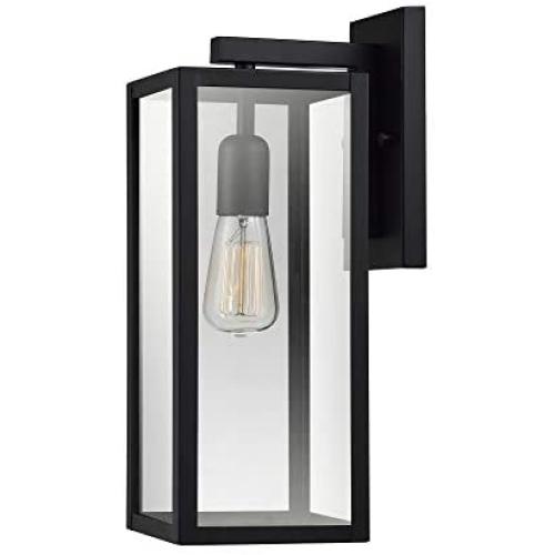 Bowery 1-Light Outdoor Indoor Wall Sconce, Matte Black, Clear Glass Shade,44176