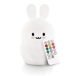 LumiPets LED Bunny Battery-Operated/USB-Powered Silicone Night Light For Kids with 9 Tap-To-Activate Colors