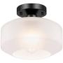 Industrial Ceiling Light Fixture White with Frosted Glass Shade, Black Semi Flush Mount Light Fixture for Hallway Porch Kitchen Entryway Corridor, Farmhouse Close to Ceiling Lights, E26 Base
