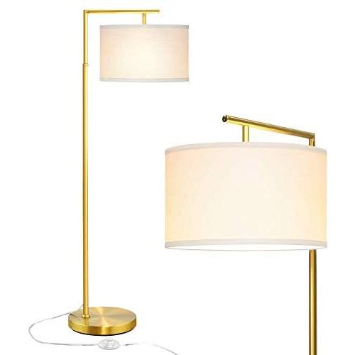 Gold Floor Lamp for Living Room, Modern 5 Tall Stand Up Light, Montage Overhangs Reading Lamps, Classic LED Nursery Standing Lighting for Bedroom Study Room with LED Bulb - Gold, Antique Brass