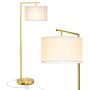 Gold Floor Lamp for Living Room, Modern 5 Tall Stand Up Light, Montage Overhangs Reading Lamps, Classic LED Nursery Standing Lighting for Bedroom Study Room with LED Bulb - Gold, Antique Brass