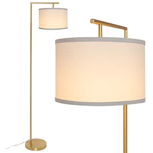 Yueximei LED Gold Floor Lamp,Mid Century Modern Floor Lamp Standing Light, Tall Pole Lamp with Hanging Drum Shade, floor lamps modern for Living Room , Reading Room ,Bedroom,Office (LED Bulb Included)