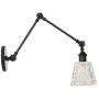 Industrial Vintage Swing Arm Wall Vanity Light Fixture Funnel Flared Pattern Glass Shade for Vanity Bathroom Living Room Light Fixture,Black.
