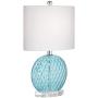Nancy Coastal Accent Table Lamp Round Blue Dimpled Glass White Oval Shade for Living Room Family Bedroom Nightstand Office - 360 Lighting Nancy Coastal Accent Table Lamp Round Blue Dimpled Glass White Oval Shade for Living Room Family Bedroom Nightstand Office - 360 Lighting