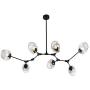 Modern Molecular Chandelier, E26 Nordic Bubble Ball Rotating Ceiling Light with Glass Lampshade, Pendant Lighting Rod Fixtures for Living Dining Room Bedroom Bar (Black, 7 Lights)