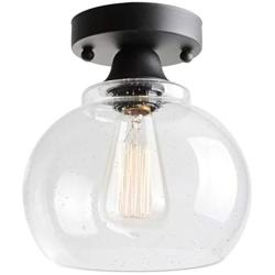 VILUXY Seeded Ceiling Light Semi Flush Mount Ceiling Light, Industrial Seeded Glass Shade Light Fixtures Ceiling for Hallway, Schoolhouse, Entryway, Kitchen, Dining Room, Laundry Room