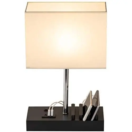 USB Table Lamp, Briever Multi-Functional Desk Lamp with 3 USB Charging Ports and Phone Charge Dock, Black Wood Charging Station and Organizer, Perfect Light for Bedroom,Guest Room,Living Room,Office USB Table Lamp, Briever Multi-Functional Desk Lamp with 3 USB Charging Ports and Phone Charge Dock, Black Wood Charging Station and Organizer, Perfect Light for Bedroom,Guest Room,Living Room,Office