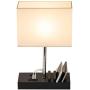 USB Table Lamp, Briever Multi-Functional Desk Lamp with 3 USB Charging Ports and Phone Charge Dock, Black Wood Charging Station and Organizer, Perfect Light for Bedroom,Guest Room,Living Room,Office
