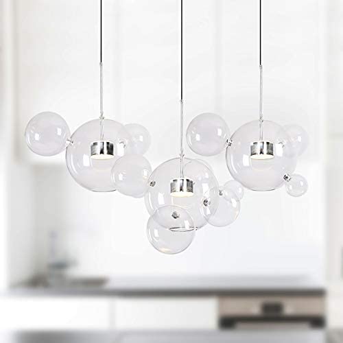 EDISLIVE Soap Bubble Chandeliers with 3 Glass Pendant Light 14 Glass Globe Pendant Ceiling Light for Kitchen Island Lights Fixture