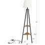 VASAGLE Floor Lamp with Shelves, Standing Reading Lamp with LED Bulb and Lamp Shade, for Living Room, Bedroom, Metal Legs, Rustic Brown ULFL15BX