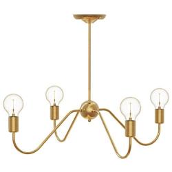 Electro bp;Cozy Style Barebulb 4-Arm Polished Gold Chandeliers Ceiling Lighting Fixtures,240W,27.5''Dia for Dining Room